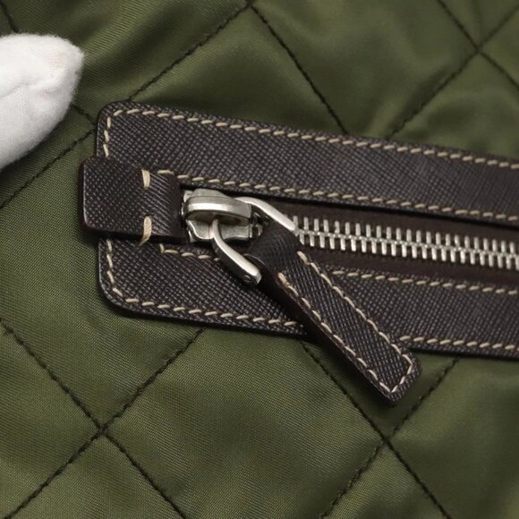 PRADA Shoulder Bag Nylon Khaki Silver Auth - Picture 13 of 16